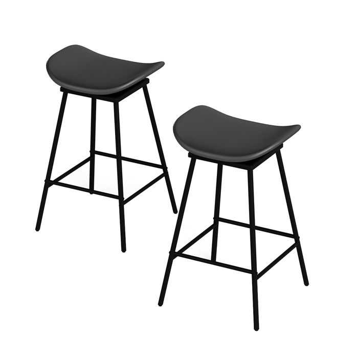 GIANTEX Tabourets de Bar- Lot de 2 Chaises de Bar Rembourrée- Siège Pivotant- Charge 150 kg- Repose-Pieds- Pieds en Métal- Noir