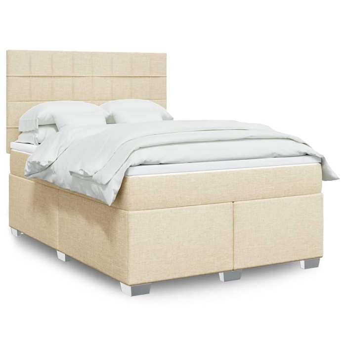 Lit complet - Maison Exclusive - 160x200 cm - Tissu crème - Matelas ressorts ensachés 20 cm