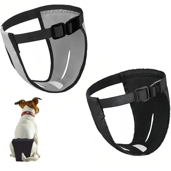 Culotte menstruelle pour chienne - ESTAMPILLE - 2 pièces - Lavable - Taille M - Noir - Polyester - Respirante