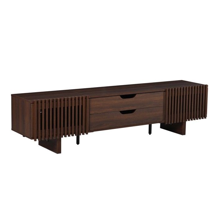 Meuble Tv Lowboard 180x40x45cm Noyer Foncé 2 Tiroirs Et Portes Uniques Meuble Salon Adapté Tv Jusquà 75 Pouces Meuble Tv Lowboard 180x40x45cm Noyer Foncé 2 Tiroirs Et Portes Uniques Meuble Salon Adapté Tv Jusquà 75 Pouces