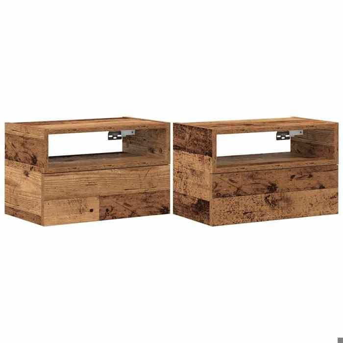 En solde Tables de chevet murales (2 pcs) - UU - Petit armoires de chevet - vieux bois 45x26x28 5 cm L1491