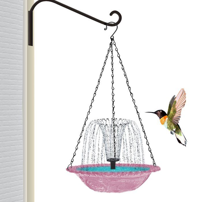 Bain doiseaux suspendu avec fontaine solaire fontaine solaire dextérieur pour colibris vasque et douche pour oiseaux —Idéal pour