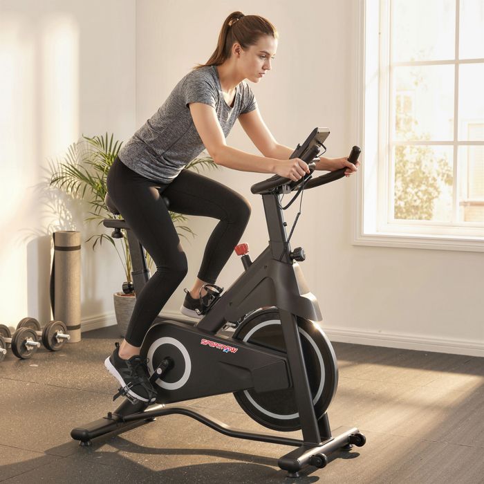 Vélo dAppartement Vélo dExercice Résistance Magnétique Réglable Écran LCD Siège Confortable 108x51x116cm Blanc