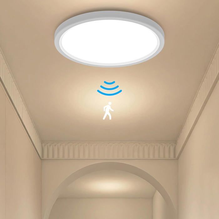 Plafonnier LED détecteur de mouvement - EVERWOL - Détecteur de radar intégré - Puissance 18W - Luminosité 1800 lumens