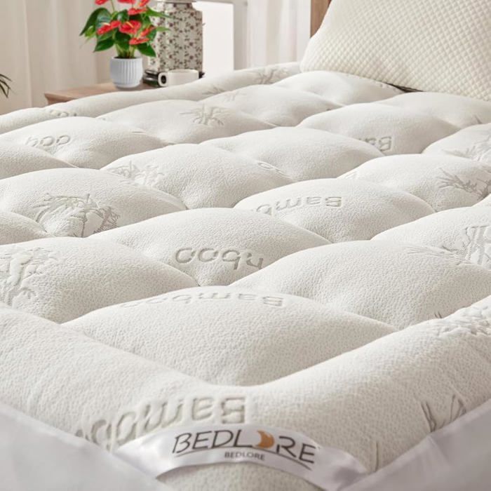 Surmatelas 160x200u202Fcm Matelassé sur Matelas 2 Personnes Rafraichissant en Viscose de Bambou Respirant 160x200x40 Blanc