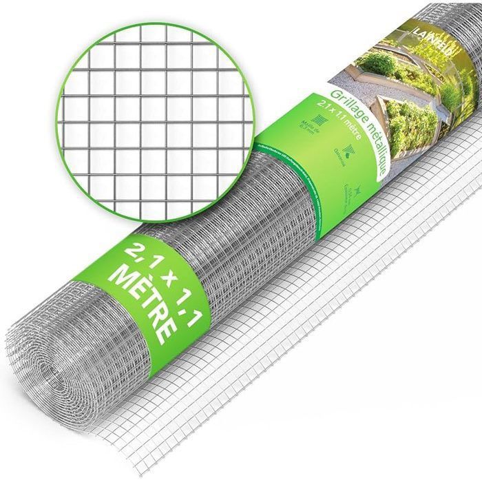 Treillis métallique à mailles fines 21 x 11 m Grille anti-campagnols pour plate-bande surélevée avec maille de 63 mm Grillage