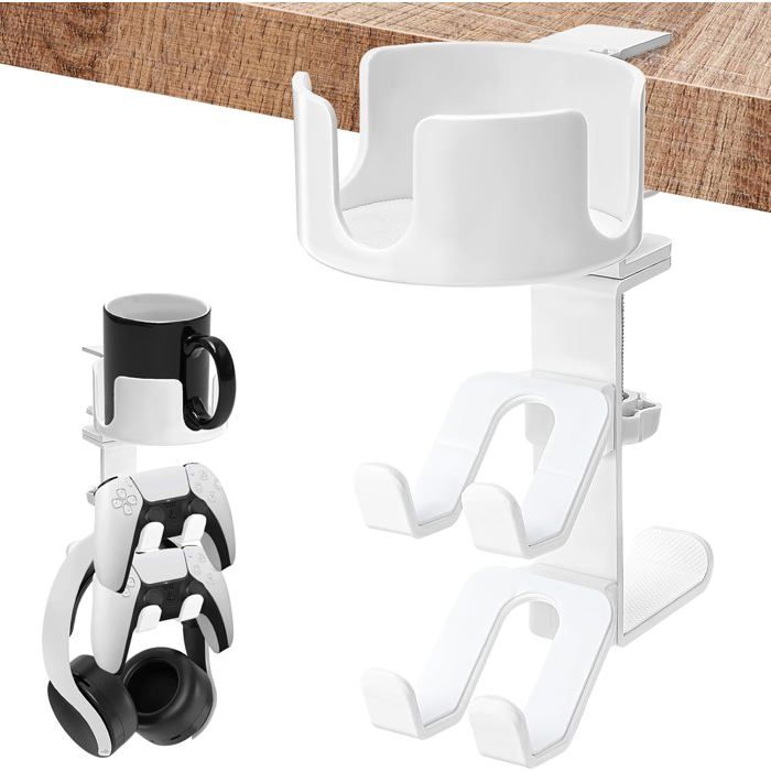 Support de manette 4 en 1 avec porte-gobelet de bureau et crochet pour casqueaccessoires de bureau pour Xbox PS4 PS5 PC Switch