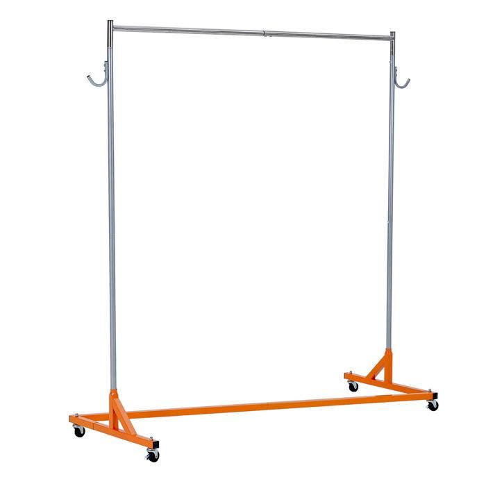 Portant à vêtements industriel Z-base robuste – Roulettes 360° – Pour chambre ou salon – Rangement sur roulettes-150x50x160cm-orange