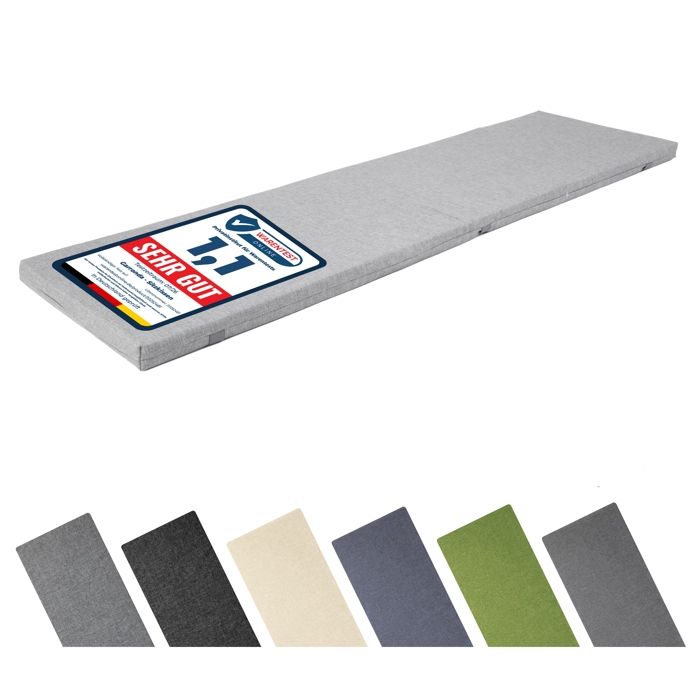 Garronda Coussin de Banc Extérieur 140x40 cm Imperméable Résistant UV avec Élastiques GD-0220 Gris clair