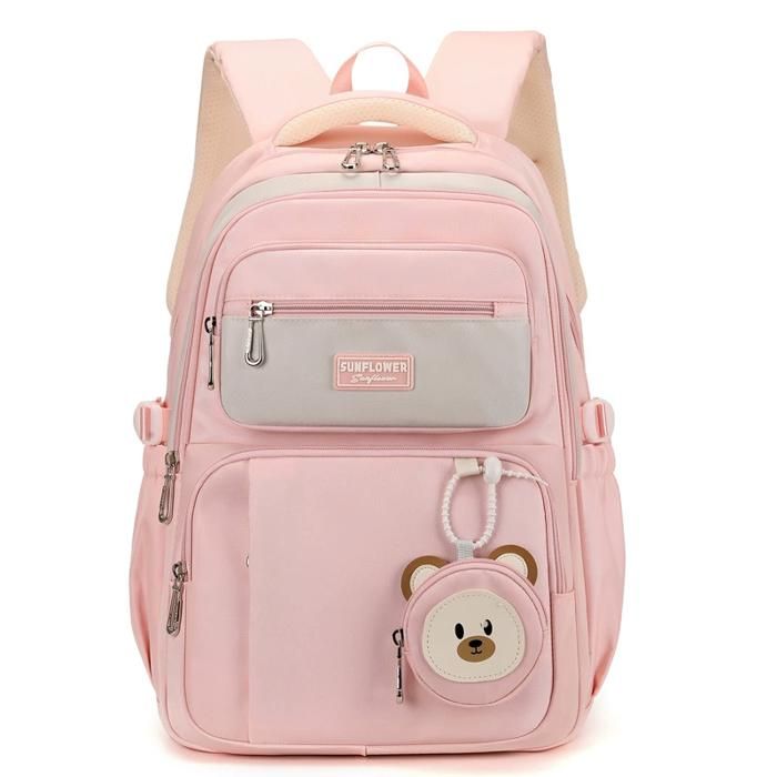 XJYDNCG Sac à Dos Enfant Sac Scolaire Fille Grande Capacité Imperméable Multi-compartiments Pour Primaire Collège Lycée - Rose