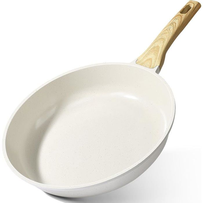 Poêle à Frire Antiadhésive en Granit Poele Tout Feux Dont Induction Poêle Saine et Non Toxique Facile à 24cm Bnc BLANC CASSEROLE