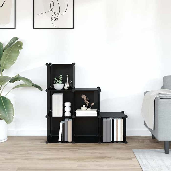 Meuble entree - vidaXL - CHIC - Cubes de rangement 6 pcs Noir PP - 3.9 kg FR677841