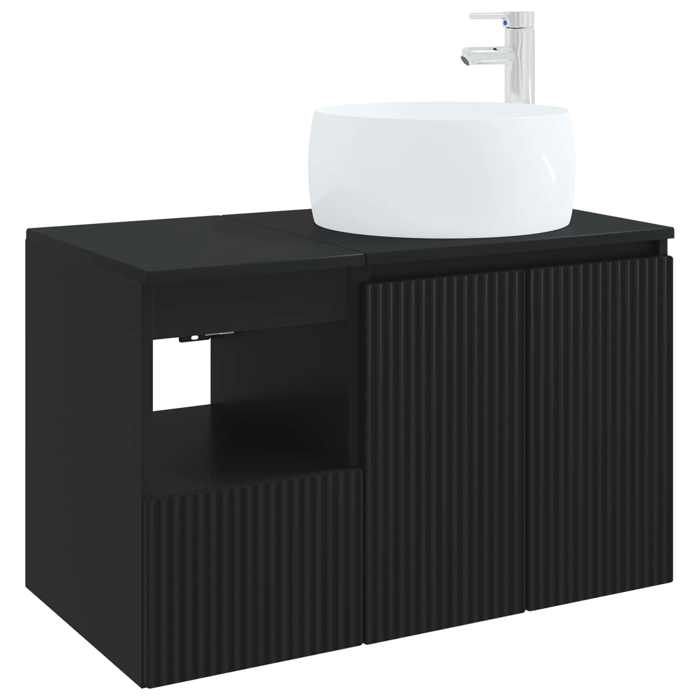 Nouveau Ensemble de mobilier de salle de bain Meuble WC 2 pc Noir poids:39.38 kg_15093
