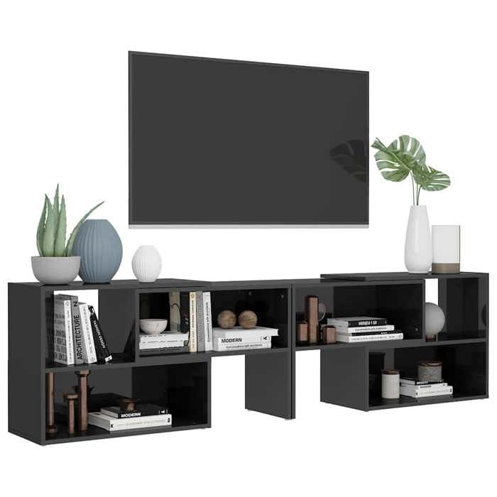 Magnifique Gris Banc TV - Meuble TV Gris brillant 149x30x52 cm - Bois dingénierie  &&35164
