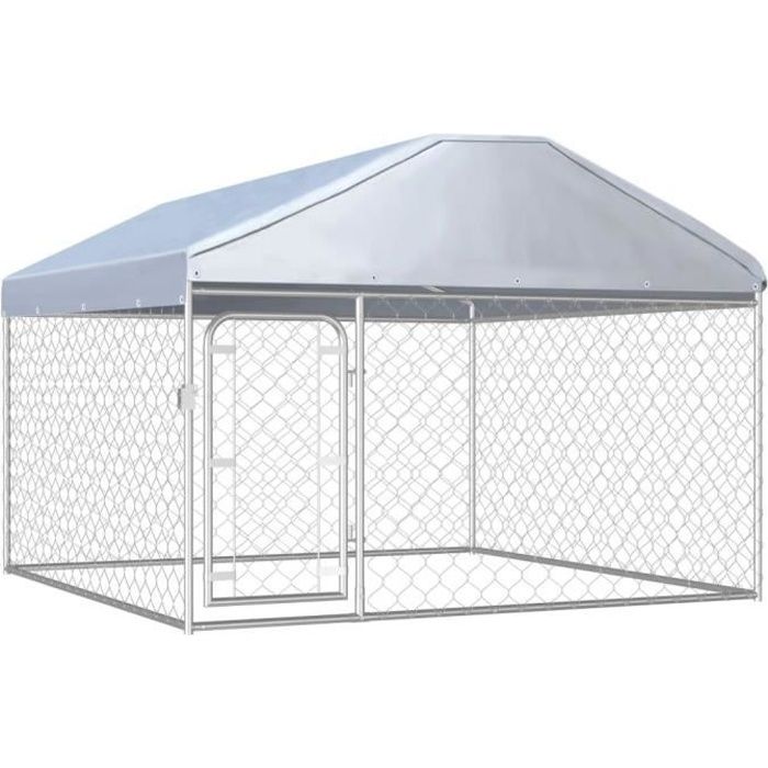 Comparer les prix de Chenil d'Extérieur avec Toit pour Chiens 200 x 200 x 135 cm Enclos Cage Niche