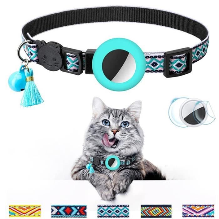 Comparer les prix de AMORUS Collier Chat Etui En Silicone Étanchecollier Pour Animaux De Compagnie Collier Gps Pour Chat Avec Pompon - Vert Menthe