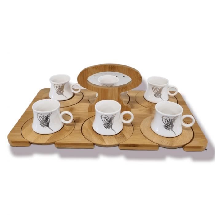 6 tasses à cappuccino avec les sous-tasses en porcelaine blanche Service composé de 6 tasses à café