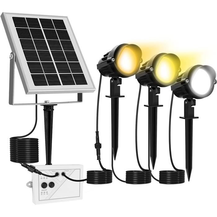 Projecteur Solaire Jardin BITPOTT 58 LED - IP67 étanche, 3 Modes D'éclairage, Panneau 3W, Autonomie 10-22h