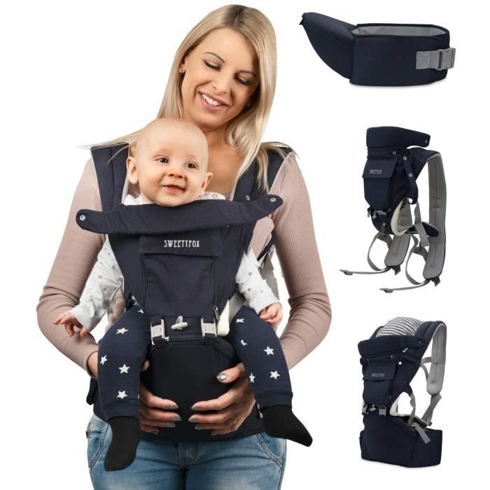 Porte b b multiposition avec si ge hanche bleu pour bebe et