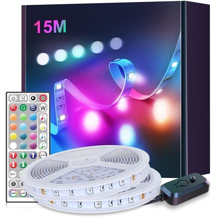Led Chambre 15M(2x7.5M) Ruban Led Multicolore Bande LED 5050 RGB Lumiere  LedLed comarquée Mexllex x Nallee avec Télécommande 3 - Cdiscount Maison