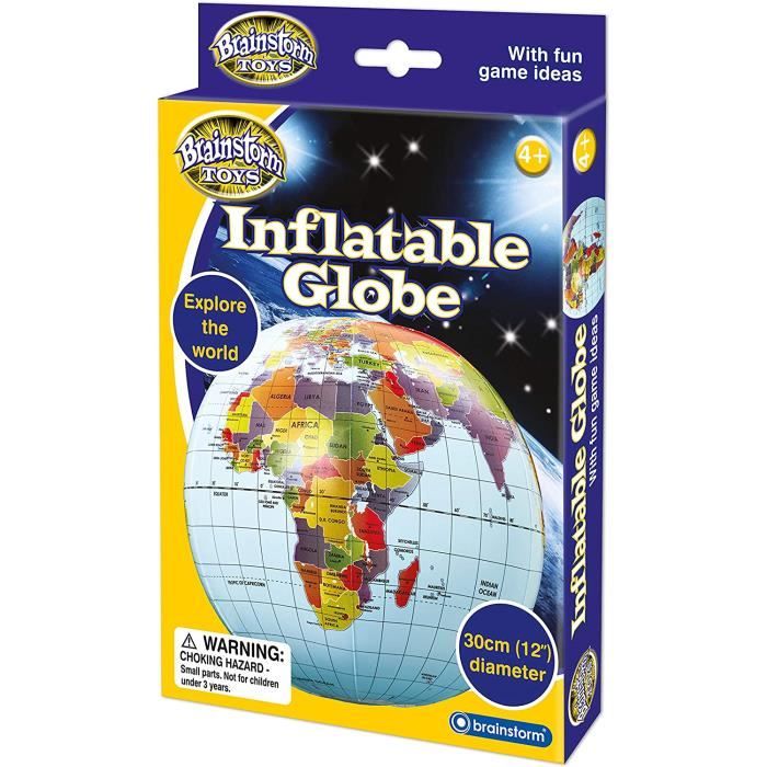 Jeu De Société Voyage Famille Globe Gonflable Avec Jeu Road Trip Stick'N Quiz - 30 Cm - Jeu De Voyage En Famille Ou Entre Amis - Bleu Océan Jeu Cherche Et Trouve