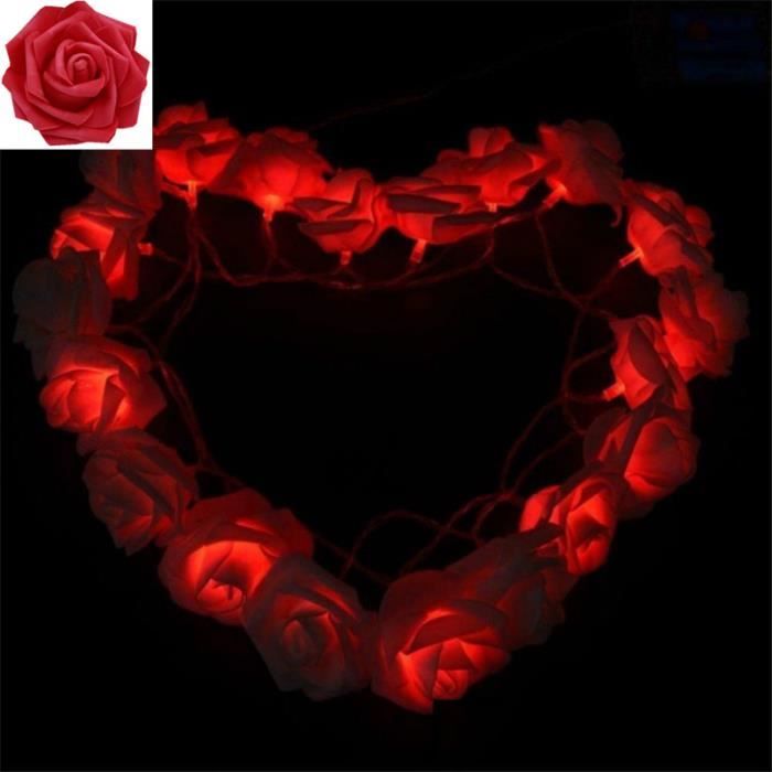 1.5m 10leds - USB-Rose rouge-Guirlande lumineuse de roses artificielles à  piles, pour noël, la saint valentin - Cdiscount Maison