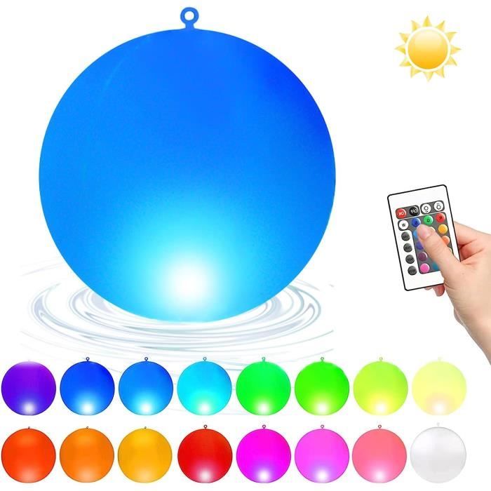 Riisoyu – Ballon De Plage LED Gonflable – IP68 – 16 Couleurs – Télécommande – 16 Cm – Fête Nuit