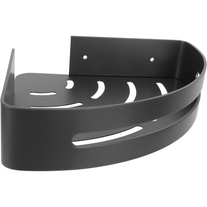 Étagère D'angle Triangulaire Noire Pour Salle De Bain - 28x5 Cm, à Ventouse Sans Perçage, En ABS