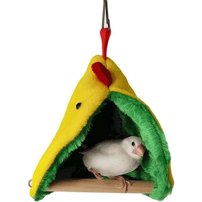 Nid Douillet Pour Perroquet – Tente Suspendue En Peluche – Bleu, Rose, Gris, Jaune – Pour Cage Oiseau Confortable