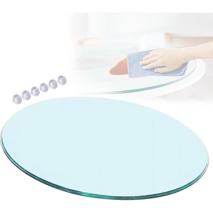 Plateau De Table Rond En Verre Trempé – Diamètre 38 à 100 Cm – Bords Polis, Transparent, Pour Salon, Terrasse, Bureau - 9