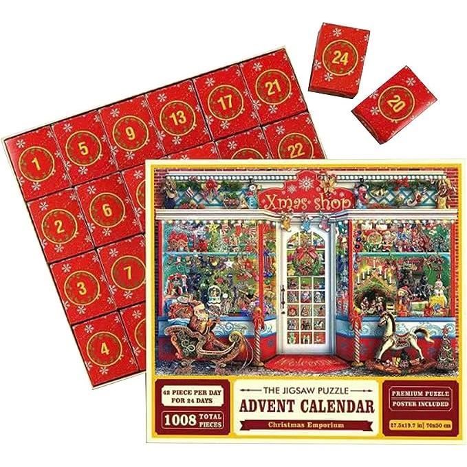 Puzzle de Noël Calendrier de l'Avent 2023 - Magasin de Noël, 24 pièces