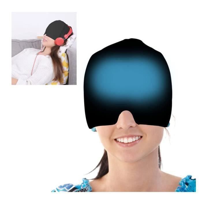 Bonnet Thérapie Migraine - Soulagement Par Froid/chaud, Réutilisable, Bleu Marine, 900g