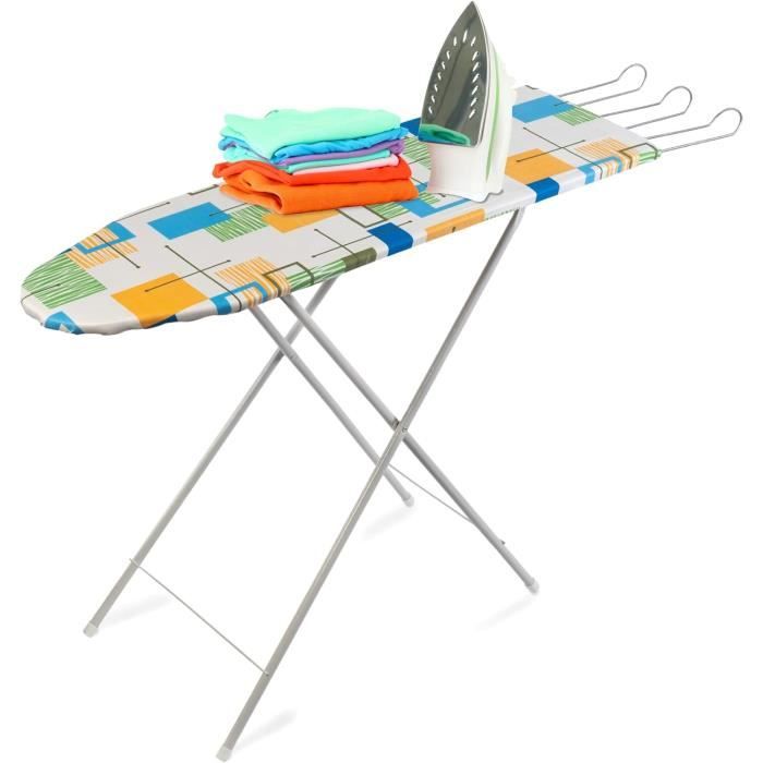 Relaxdays Table à Repasser, Réglable En Hauteur, Pliable, Plateau De Repassage Lp Env 123 X 39 Cm Vert Et Noir 87697310