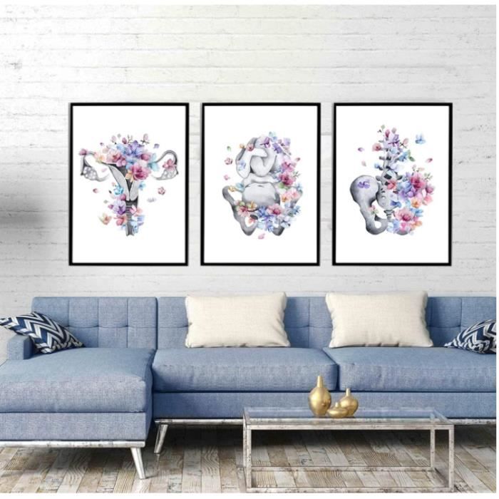 Kit Peinture Par Numéros Anatomie Cœur Floral - Toile 40x50 Cm - Peinture Acrylique Et Pinceaux Inclus - Décoratif Et Relaxant - 7