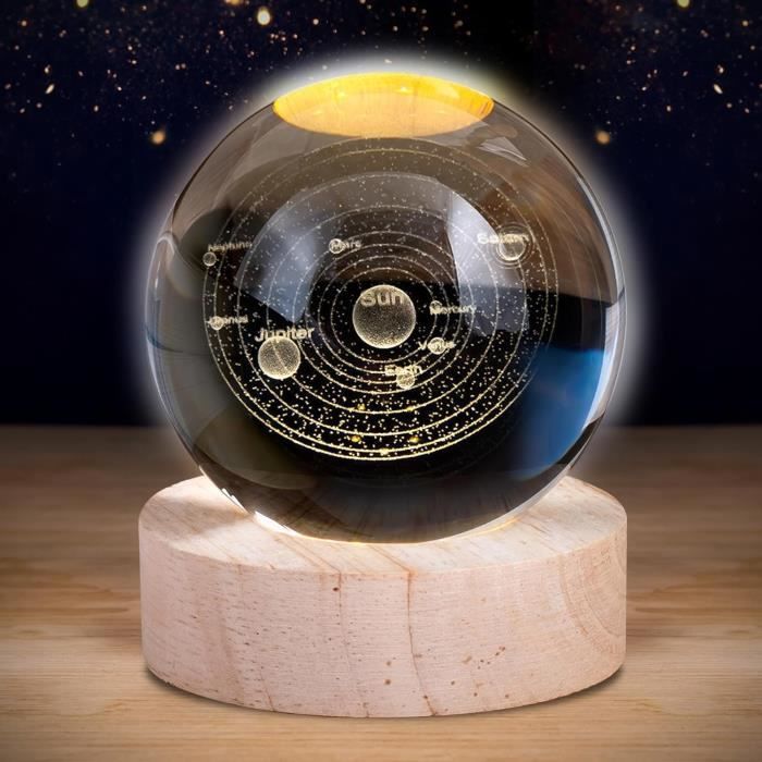 Veilleuse échographie Personnalisée - Boule Cristal 3D Avec Nom Et Date - Cadeau Naissance LED