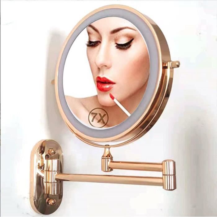 Miroir Grossissant Mural 5x Et 1x - Design Pivotant 360° - Parfait Pour Maquillage Et Salle De Bain