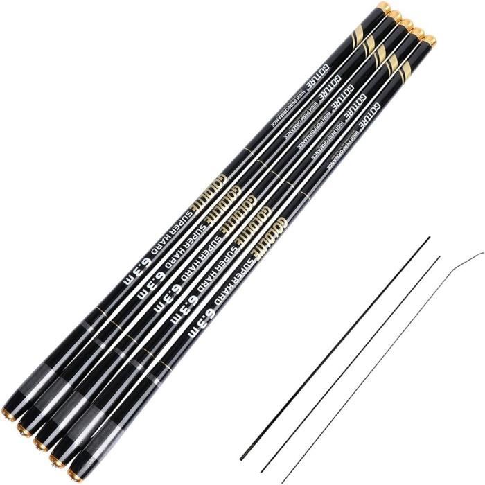 Canne à Pêche Télescopique KIMISS - Fibre Carbone 2.4m - Portable Voyage