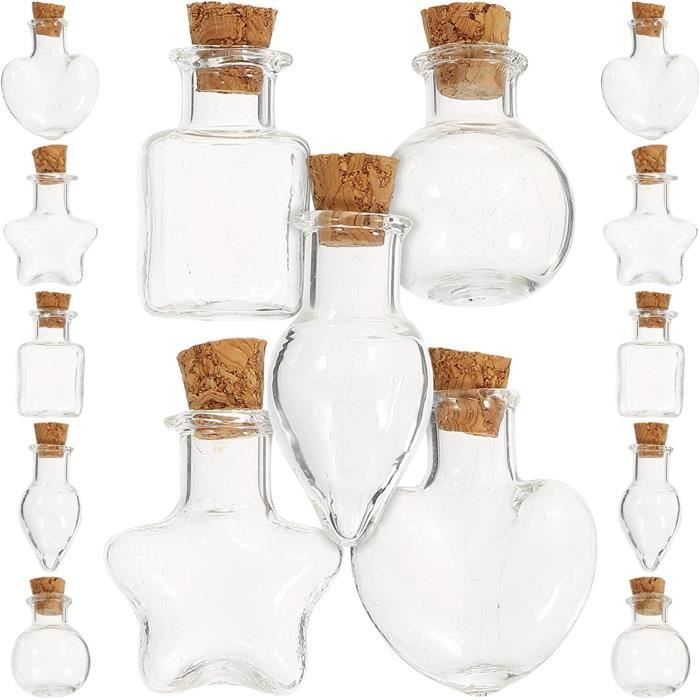 Paquet de 16 petites bouteilles en verre avec bouchons en
