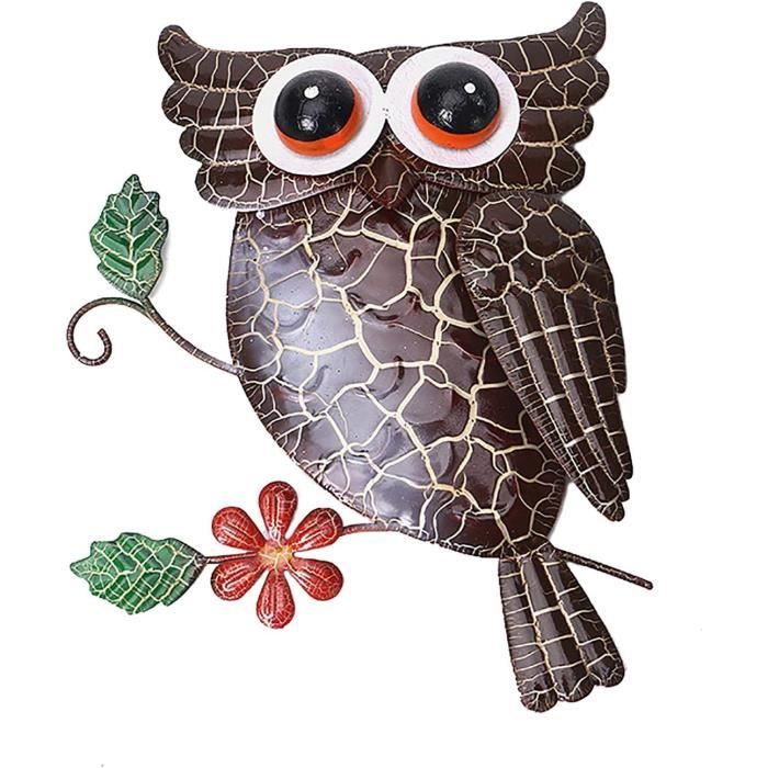 Statue Hibou Exterieur en Métal Figurine, Sculpture Design Metal Décoration Suspendue Animaux