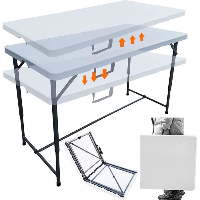Table Pliante Camping GARLLEN - 2 Hauteurs (70/87 Cm), Légère En Aluminium, Avec Filet De Rangement Et Sac De Transport - 11