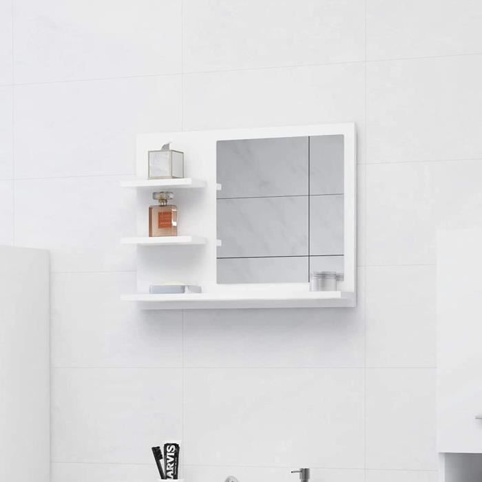 Miroir de Salle de Bain - Miroir de Maquillage - Miroir Mural - Blanc - 60x105x45 cm