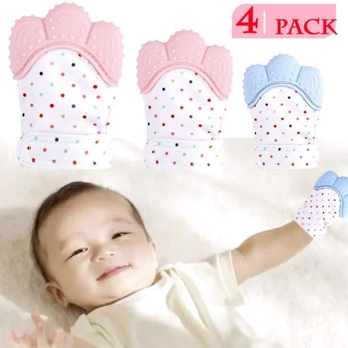 4 Pcs Mitaines De Dentition Pour Bebes Apaisante Pain Relief Age 3 12 Mois Proteger Bebe Pink Blue Cdiscount Puericulture Eveil Bebe