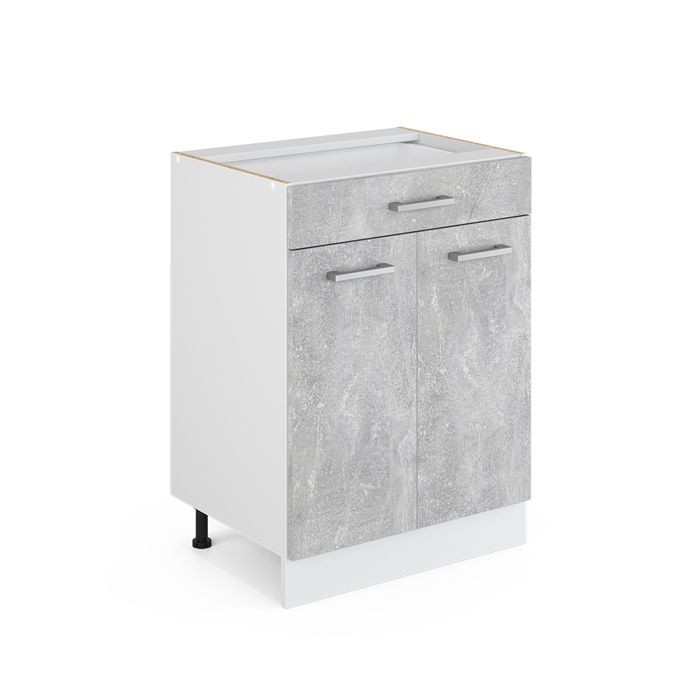 Meuble cuisine R-Line 60cm avec tiroir sans PT Béton/Blanc Vicco 30238
