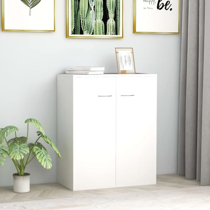 58057®Mobilier - BEST Buffet Bahut Armoire DE Cuisine - JILI Vaisselier Blanc 60 x 30 x 75 cm Aggloméré BEST60 x 30 x 75 cm