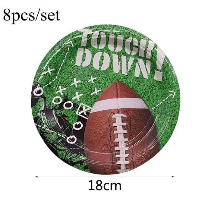 B02-8pcs 7inch plate -Ballon de Rugby pour fête de Football