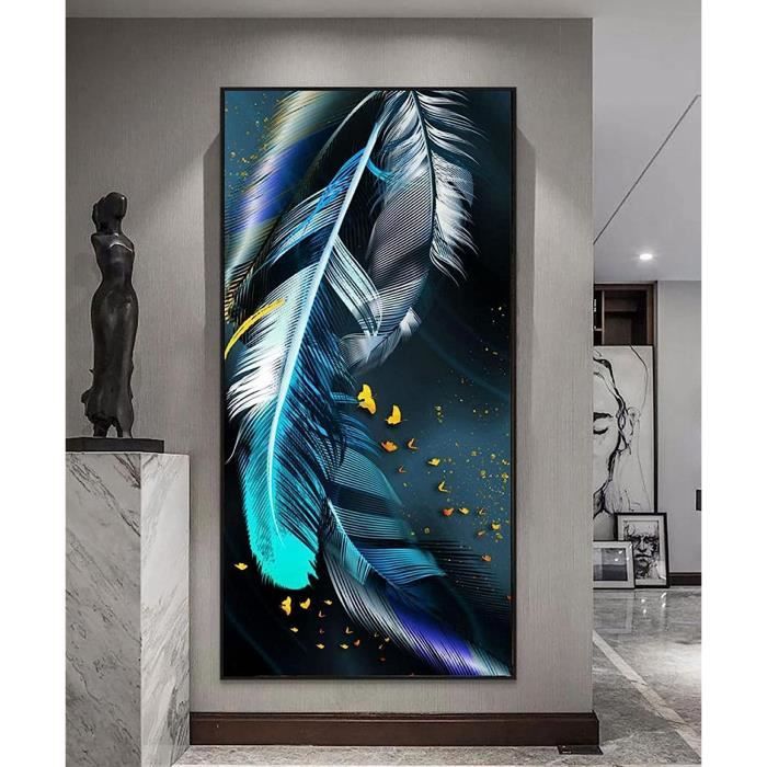 Luxe bleu or papillon Impression sur Toile Affiche Decoration