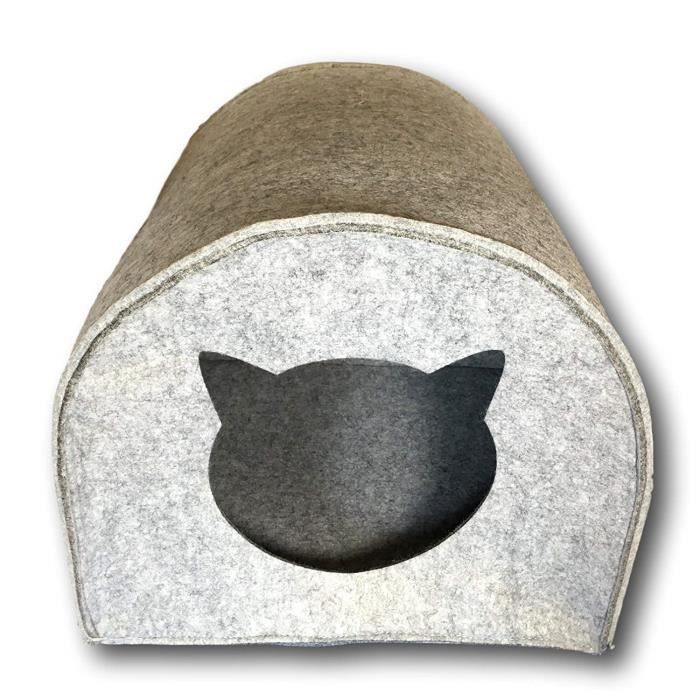 Grotte Pour Chat Supmo En Feutre Avec Ouverture En Forme D Une Tete De Chat Dimensions Des Trous Environ 40 X 40 Cm Gris Cdiscount Animalerie