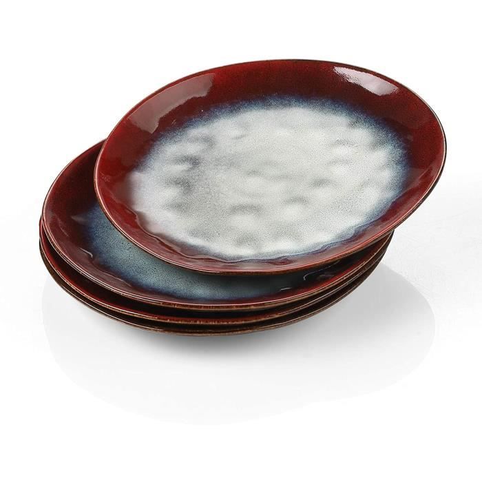 vancasso 21 cm Handmade Vaeseille- Style Impresionniste Assiette à Dessert en Céramique 8 pièces Série Starry