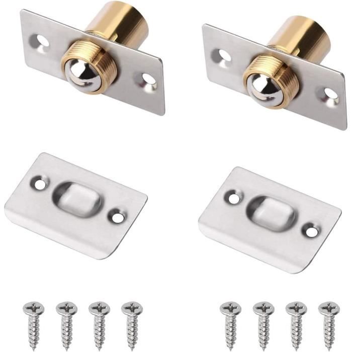 Loqueteau à Bille - Aimant Porte Placard - 2Pcs - Acier Inoxydable - Argent - Réglable