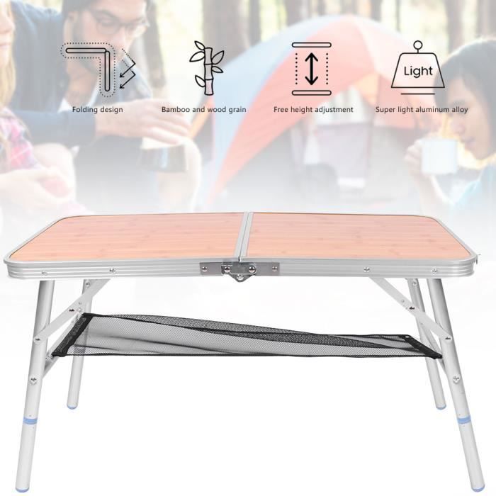 Redamp Table de Camping Pliante en Aluminium avec Hauteur r/églable pour Pique-Nique et Jardin